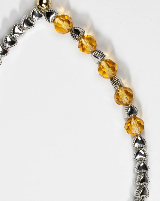 Silver Hearts Amber Beads Phone Charm