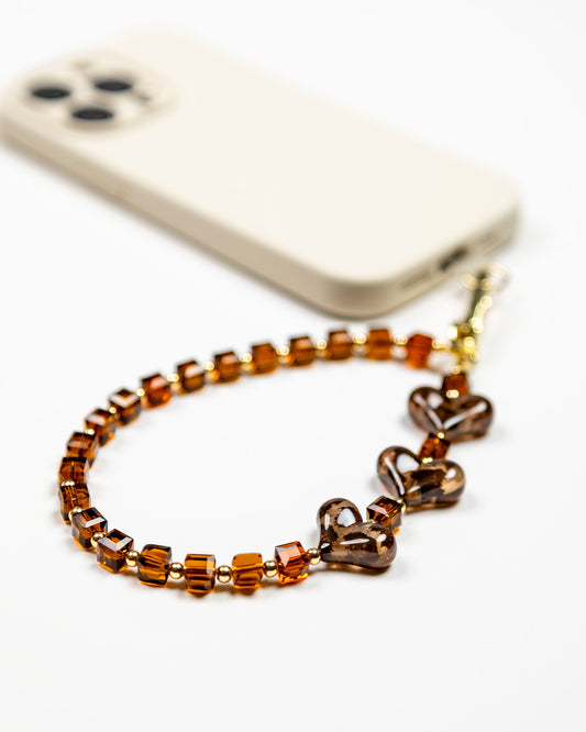 Amber Smoke Hearts Phone Charm