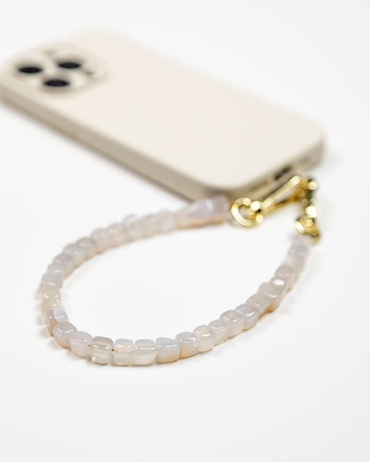 Milky White Agate Beads Phone Charm