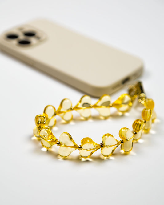 Yellow Heart Beads Phone Charm