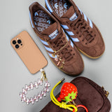 Pink Glass Hearts & Strawberry · Charm Trio — Phone, Bag & Shoe Charm Set
