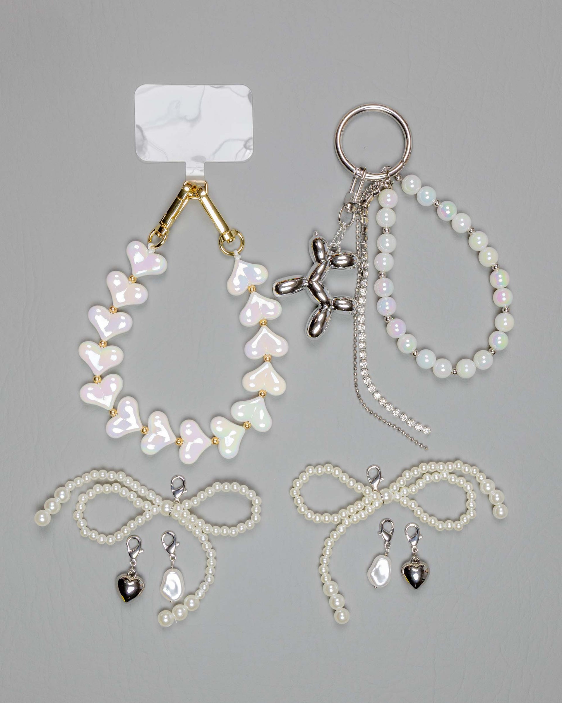 Pearl Party Whisper · Charm Trio – Phone, Bag & Shoe Charm Set