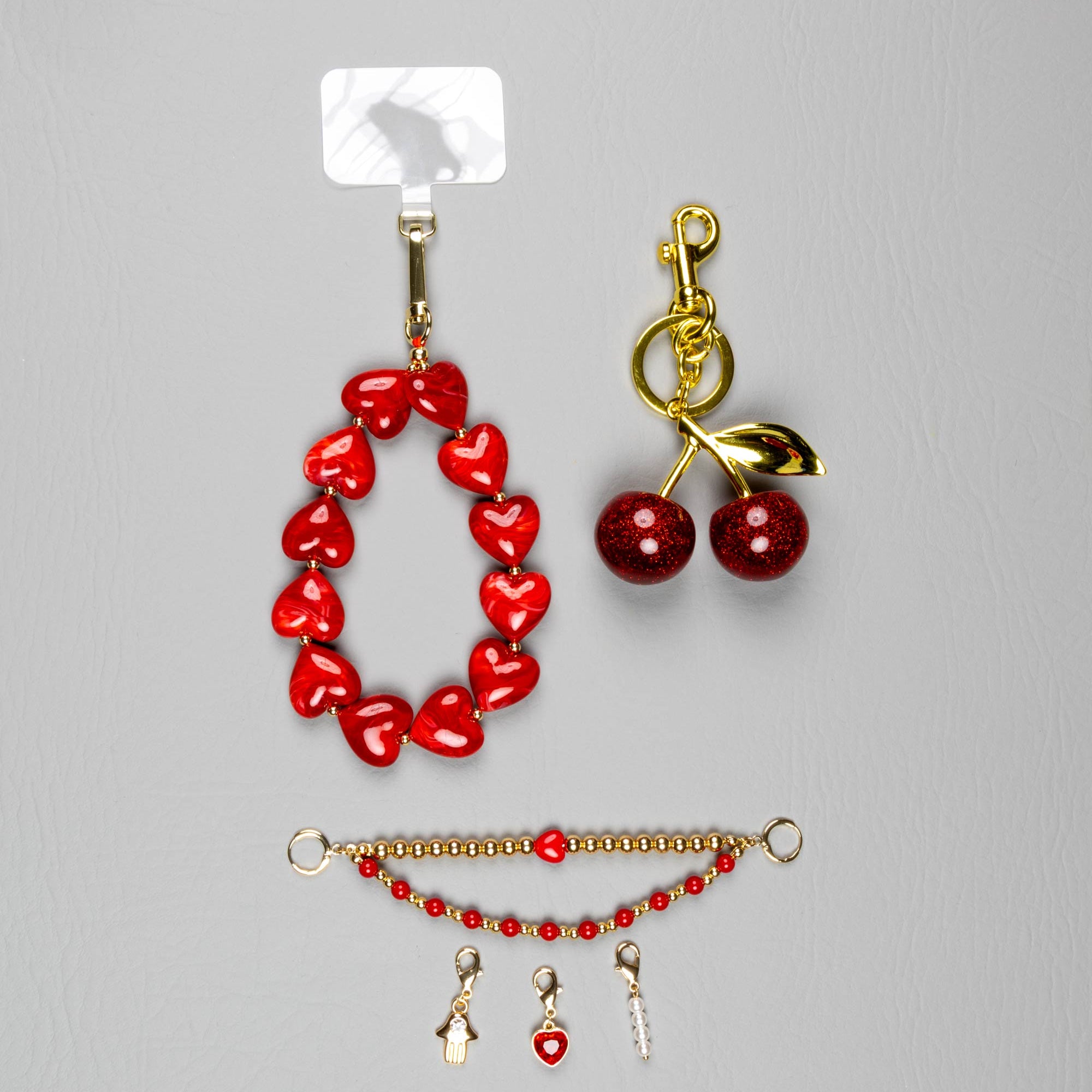 Sweet Cherry Love · Charm Trio — Phone, Bag & Shoe Charm Set