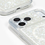 Snow Pearl iPhone Case, close-up of the camera surround and bottom edge