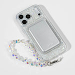 Snow Pearl iPhone Case with a Silver Muse MagSafe Wallet attached