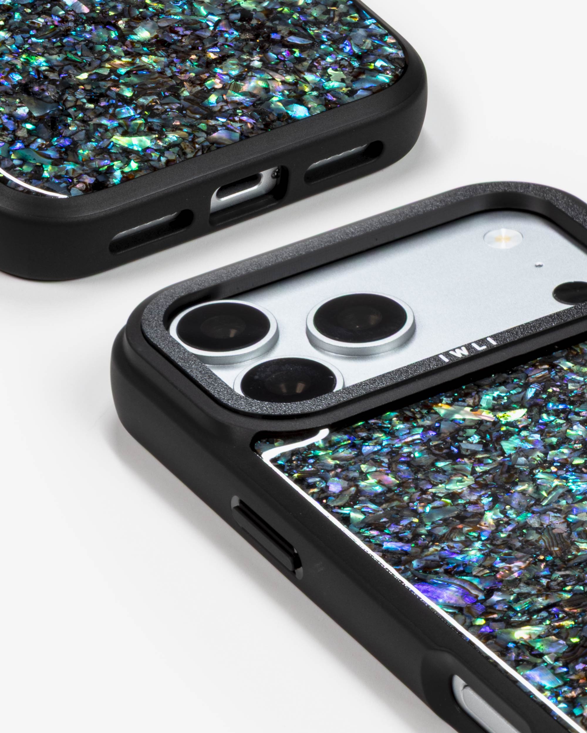 Abalone Pearl iPhone Case, close-up of the camera surround and bottom edge