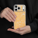 Apricot Shell iPhone Case held in both hands, iPhone 17 Pro Max