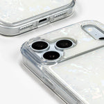 White Shell iPhone Case, close-up of the camera surround and bottom edge