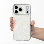 White Shell iPhone Case held in hand, iPhone 17 Pro Max