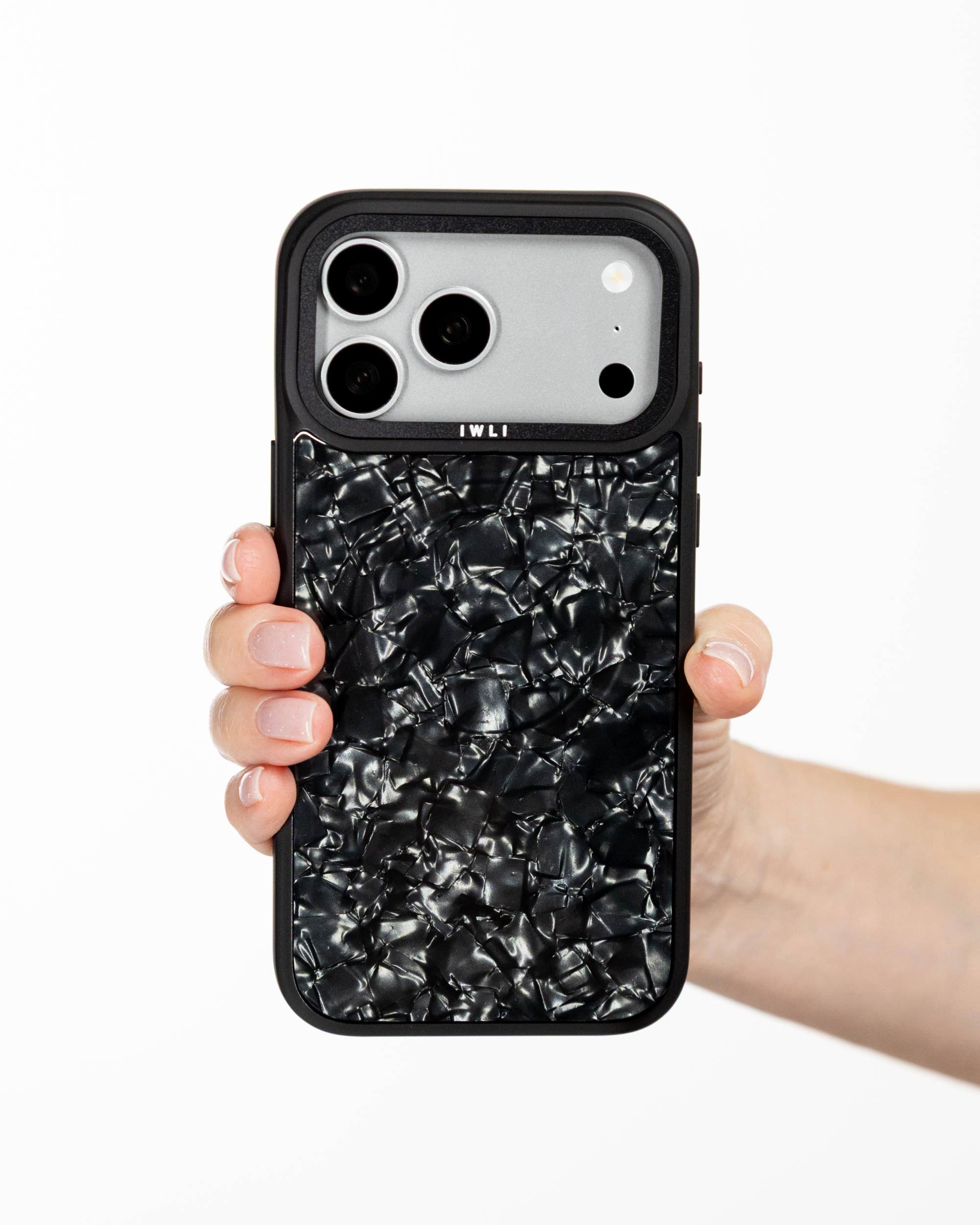 Black Shell iPhone Case held in hand, iPhone 17 Pro Max