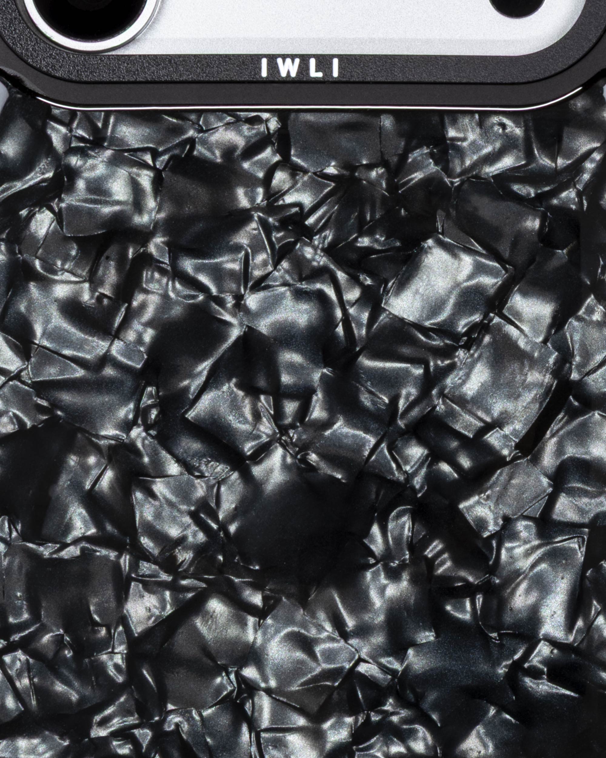 Black Shell iPhone Case, close-up of the finish