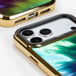 Peacock Feather Holo iPhone Case, close-up of the camera surround and bottom edge