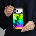 Peacock Feather Holo iPhone Case held in both hands, iPhone 17 Pro Max