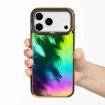 Peacock Feather Holo iPhone Case held in hand, iPhone 17 Pro Max