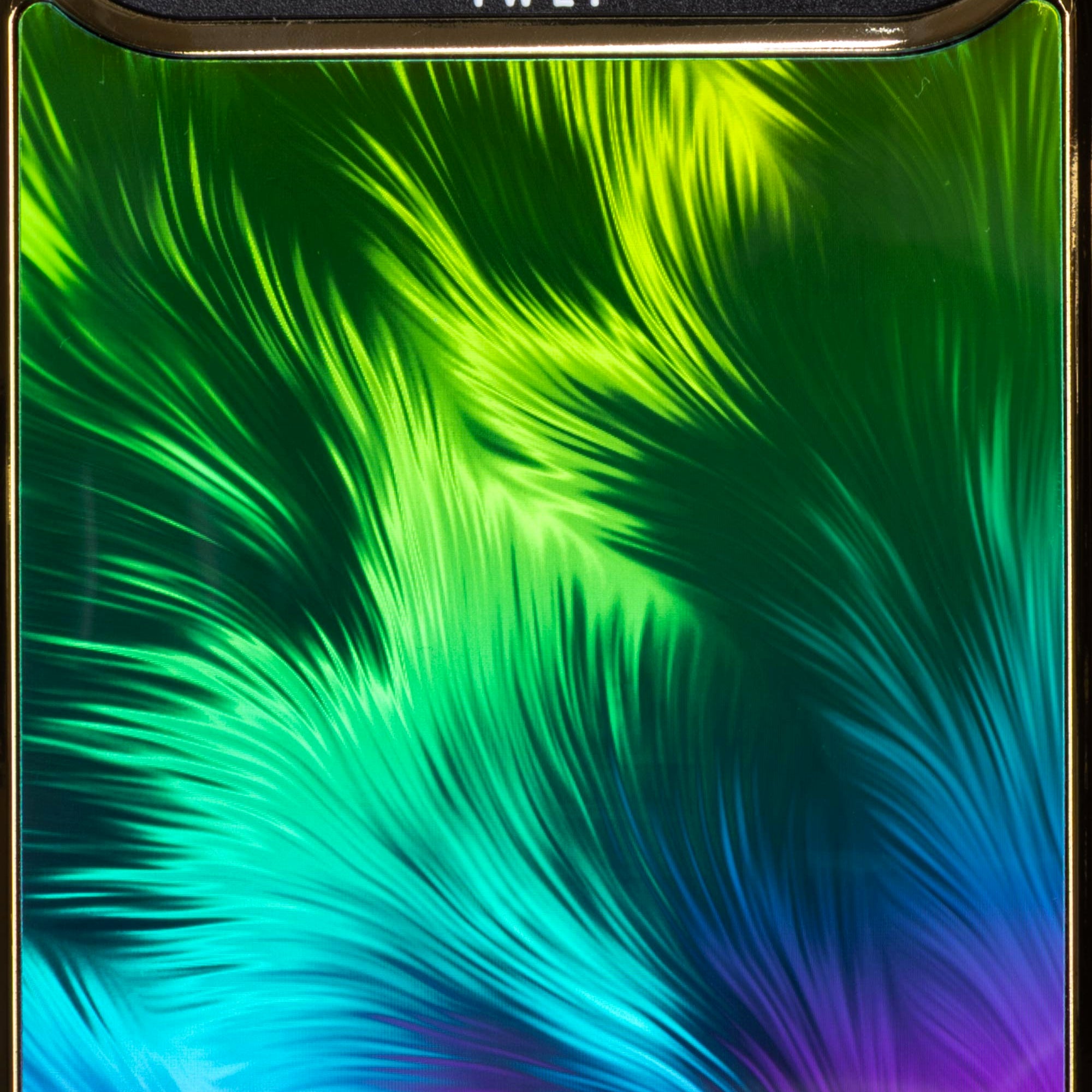 Holographic feather pattern close-up