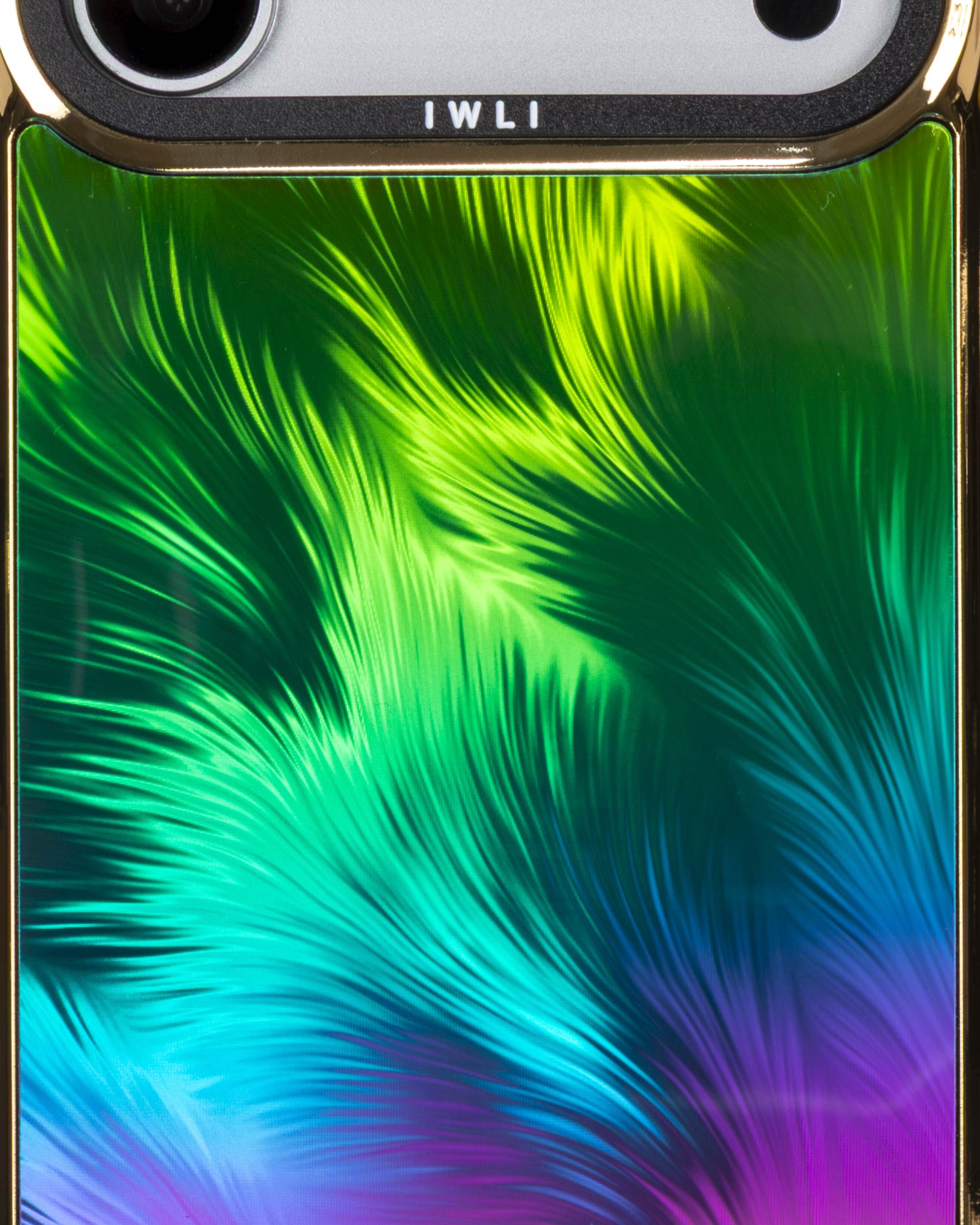 Holographic feather pattern close-up