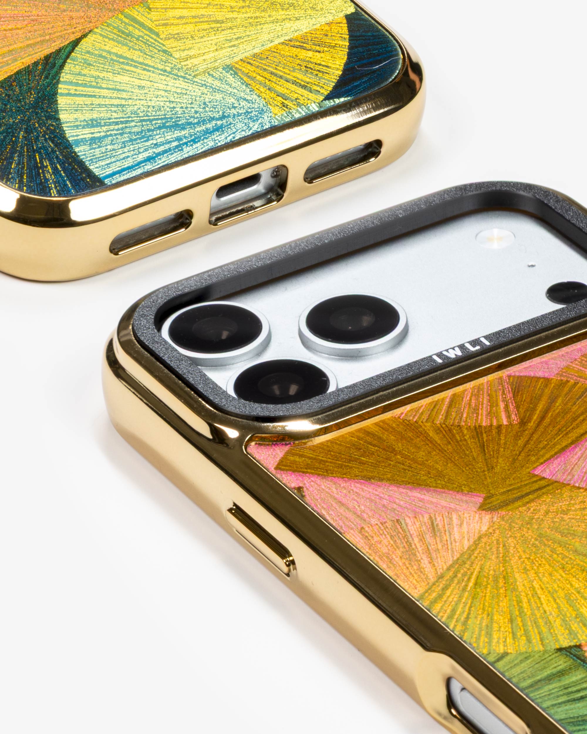Sunset Fan Holo iPhone Case, close-up of the camera surround and bottom edge