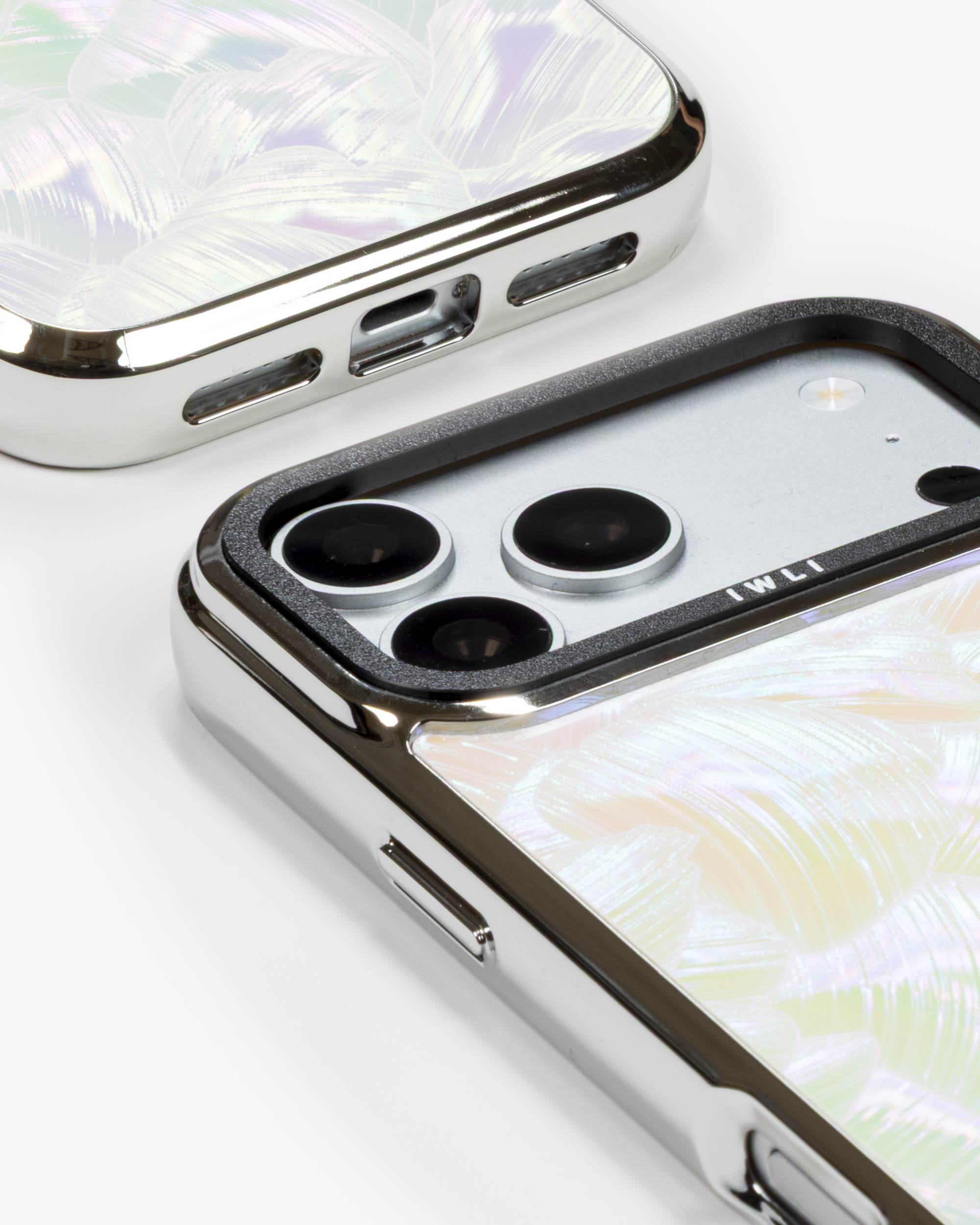Pastel Petal Holo iPhone Case, close-up of the camera surround and bottom edge