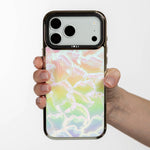 Pastel Petal Holo iPhone Case held in hand, iPhone 17 Pro Max