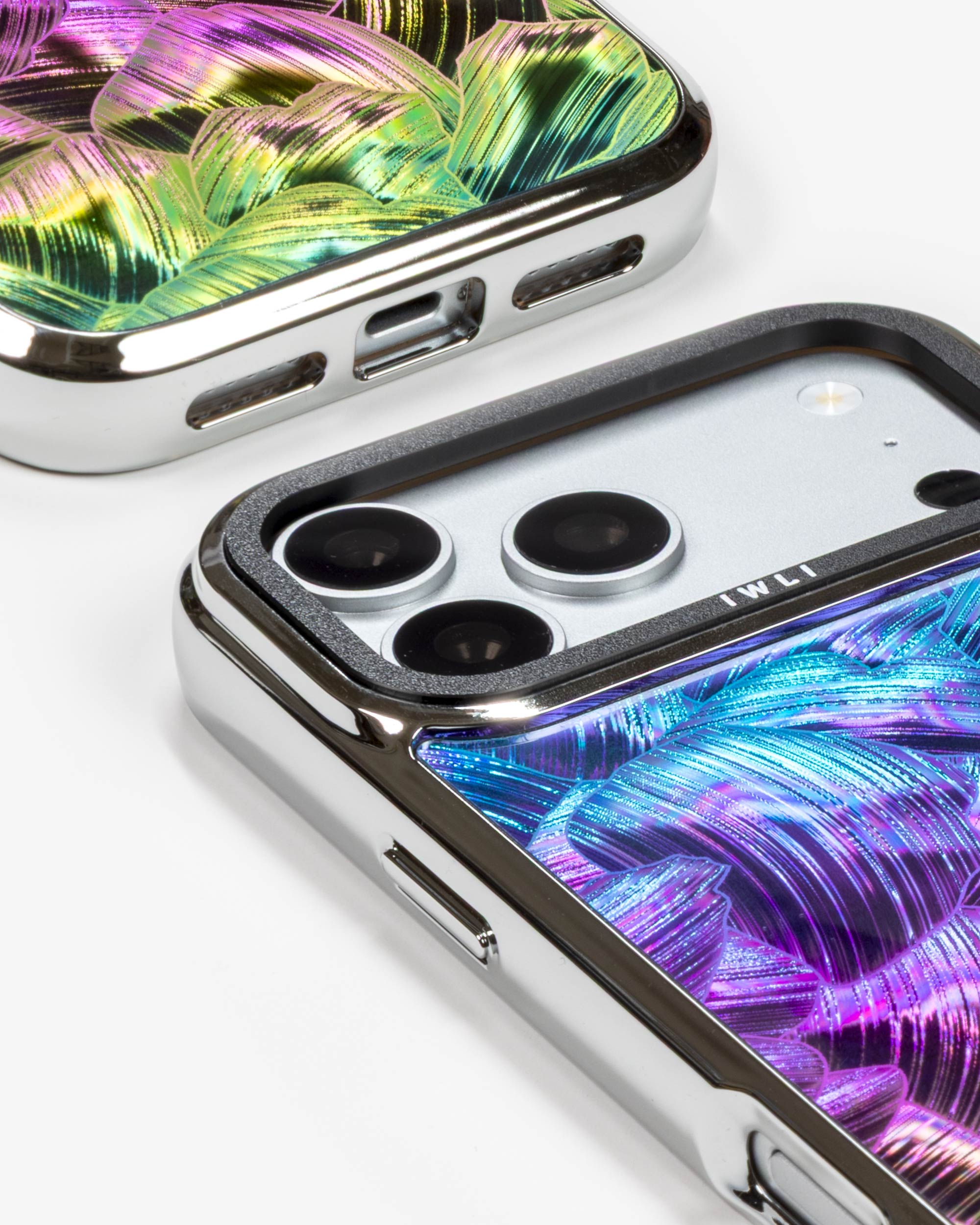Mermaid Scale Holo iPhone Case, close-up of the camera surround and bottom edge