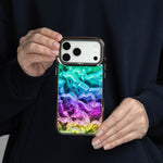 Mermaid Scale Holo iPhone Case held in both hands, iPhone 17 Pro Max