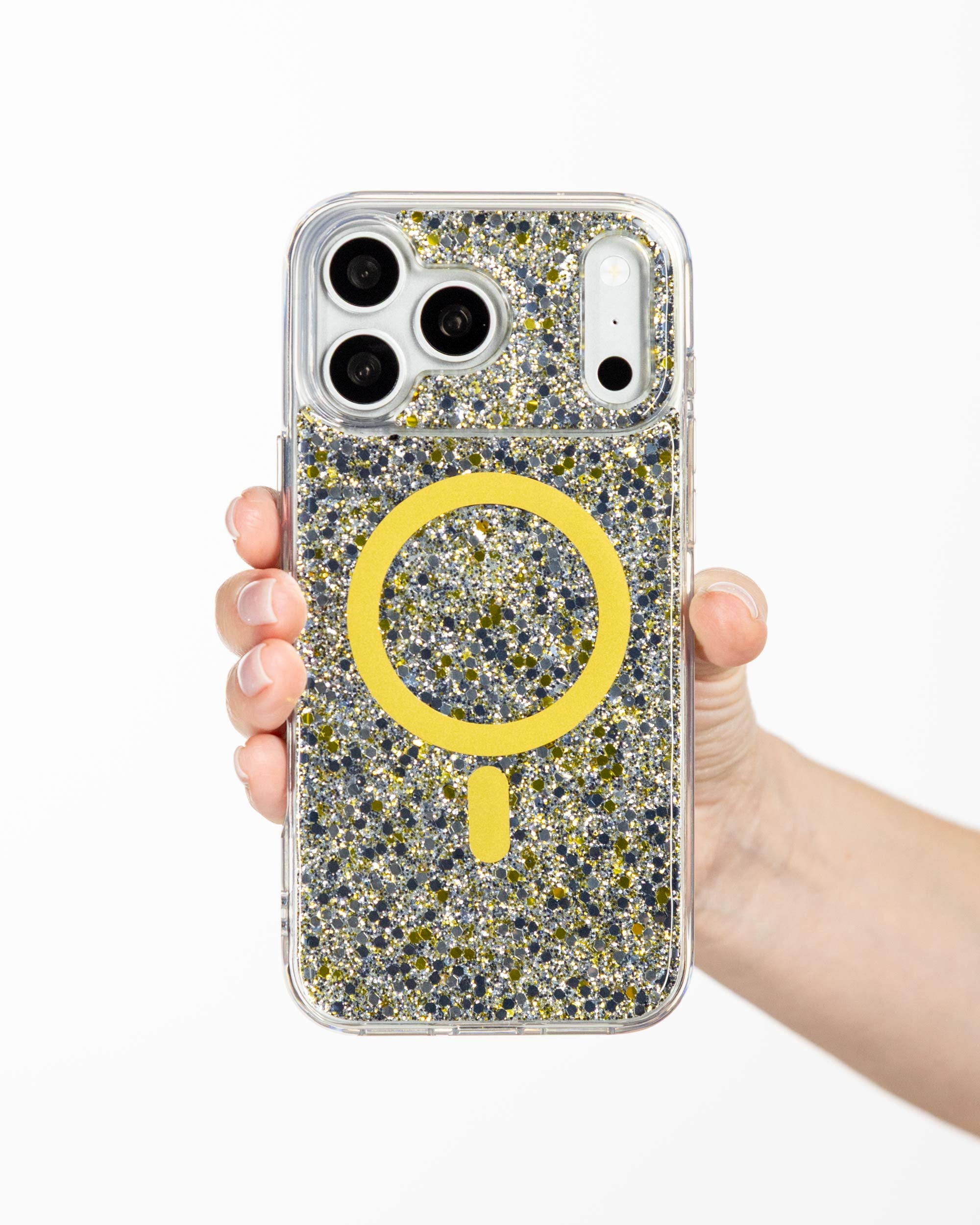 Starlight Sparkle iPhone Case held in hand, iPhone 17 Pro Max