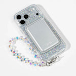 Silver Sparkle iPhone Case with a Silver Muse MagSafe Wallet attached