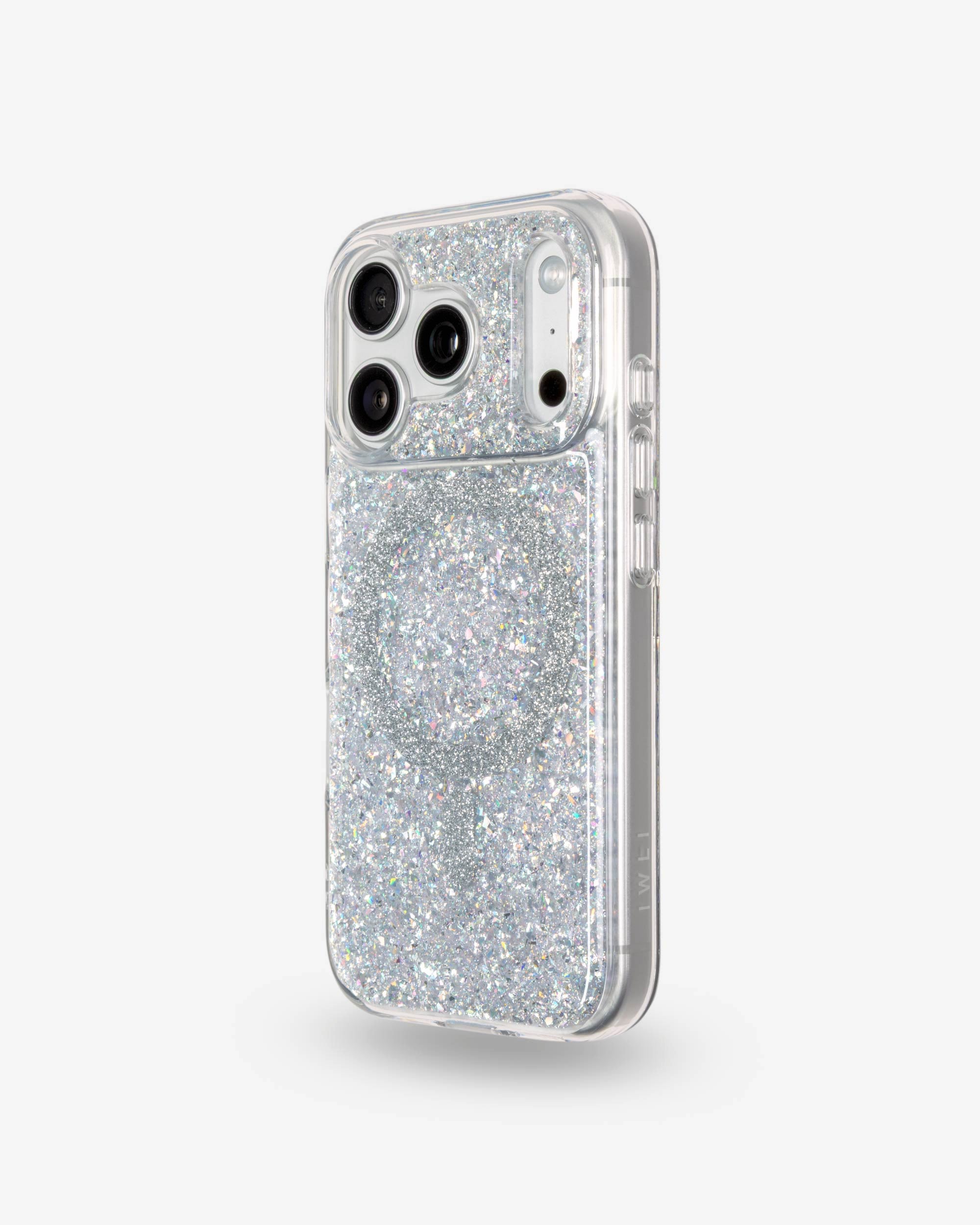 Silver Sparkle iPhone Case, left side view