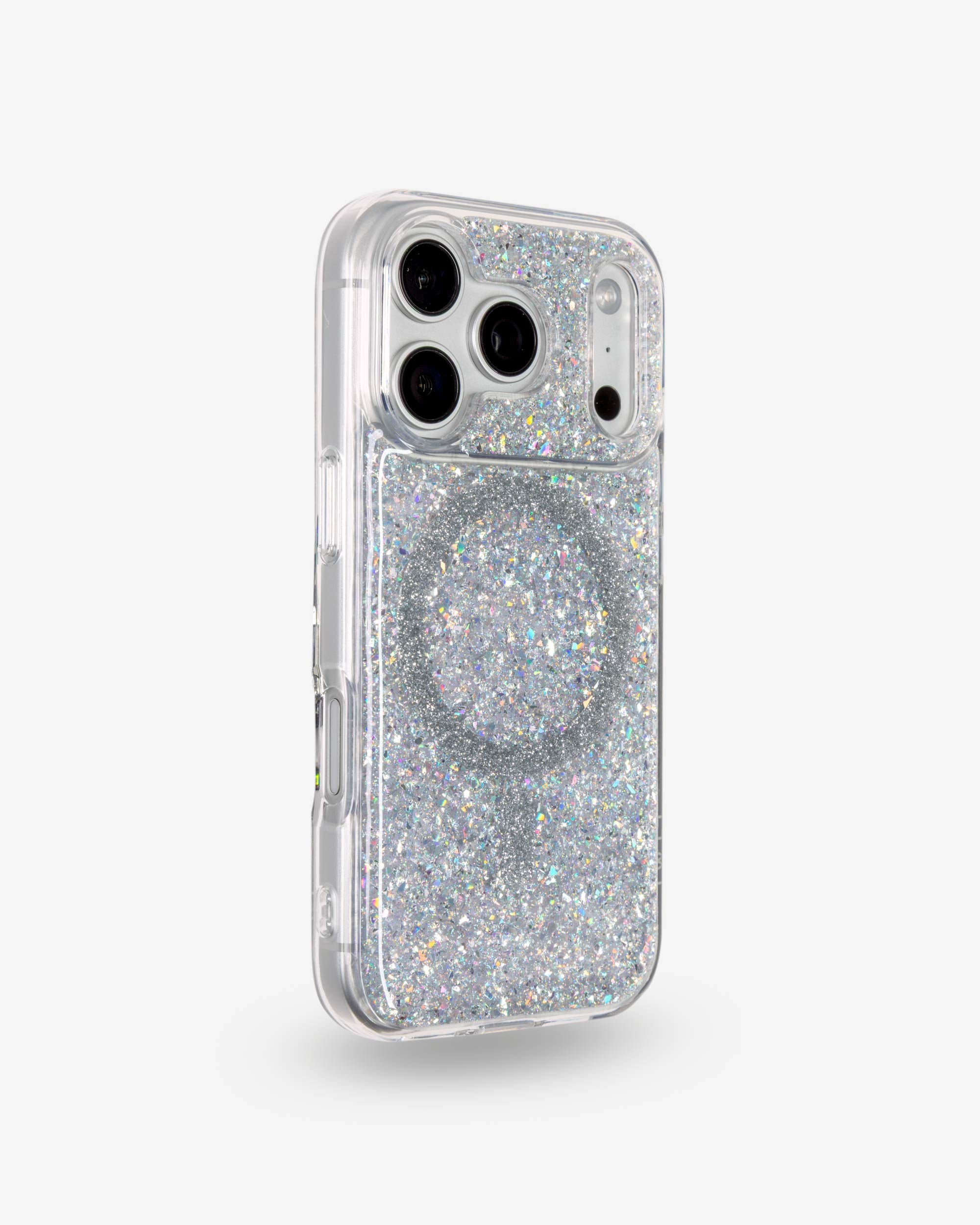 Silver Sparkle iPhone Case, right side view