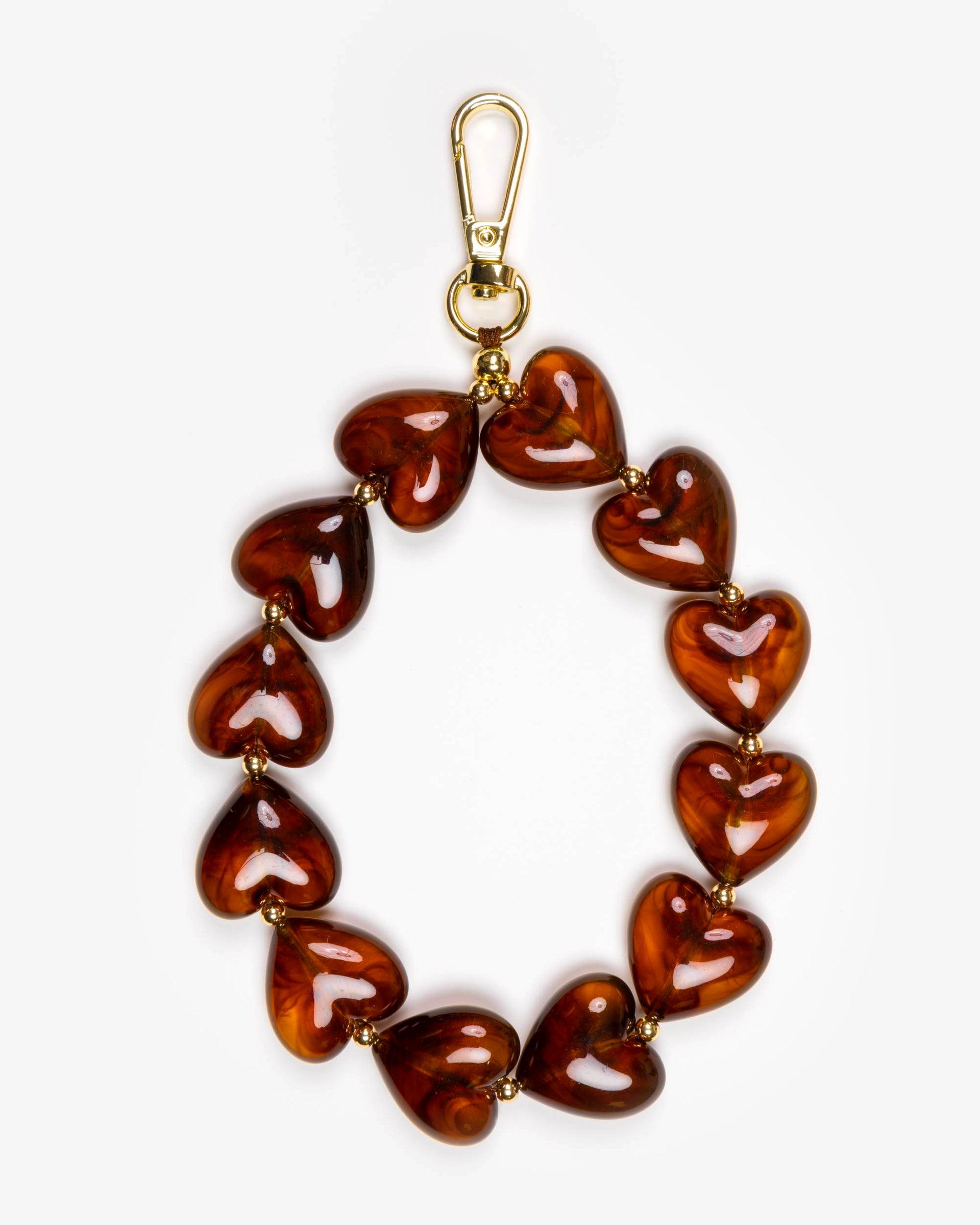 Amber Tortoise Hearts Phone Charm