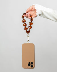 Amber Tortoise Hearts Phone Charm