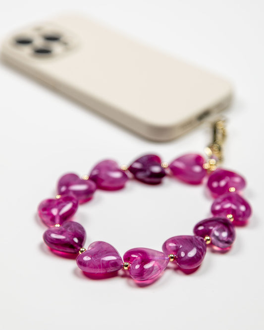 Pink Purple Heart Loop Phone Charm