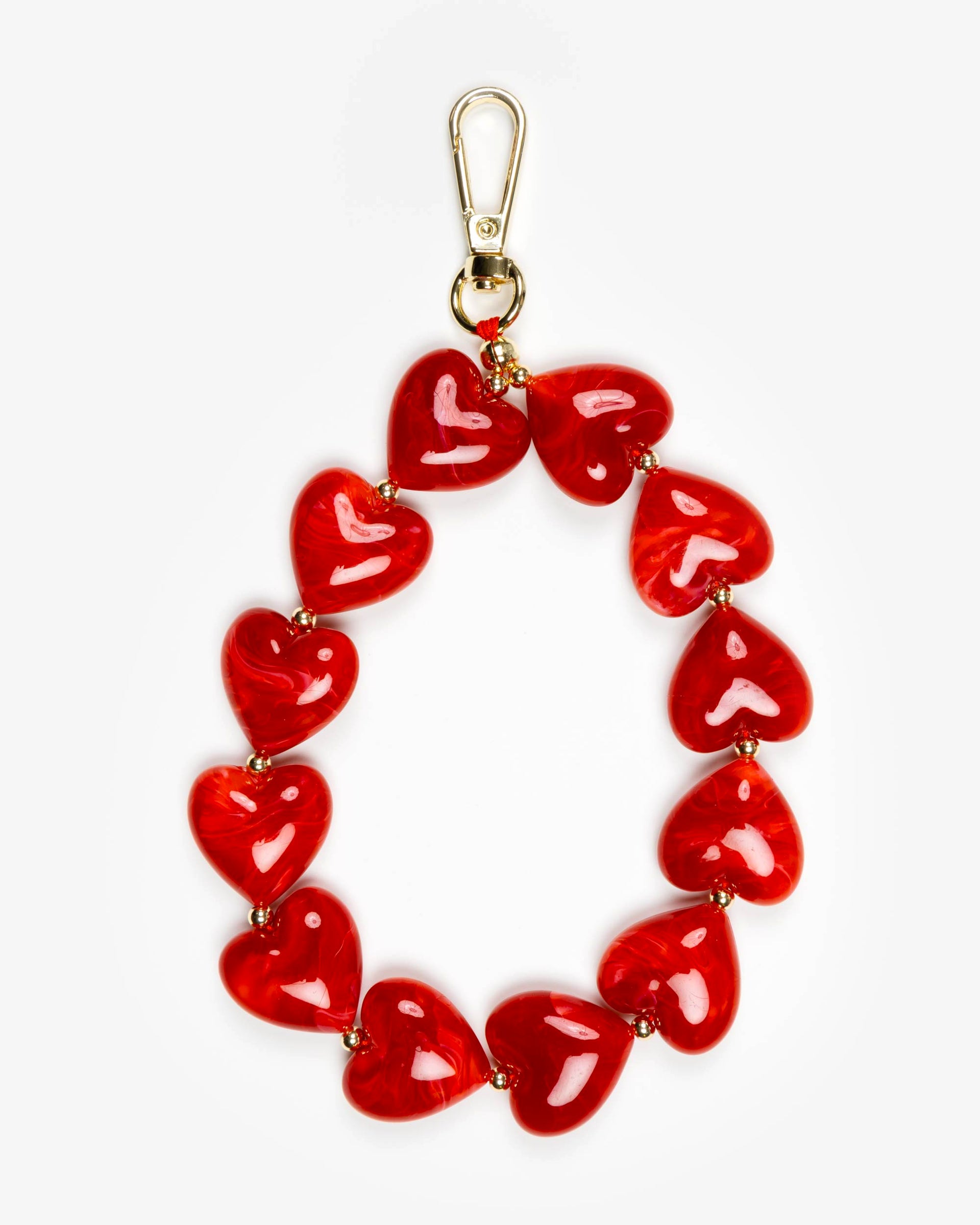 Red Marble Hearts Phone Charm