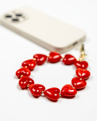 Red Marble Hearts Phone Charm