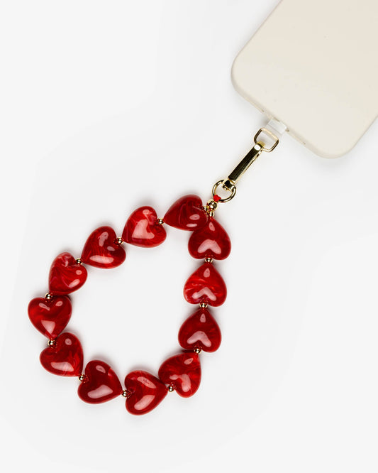 Red Marble Hearts Phone Charm