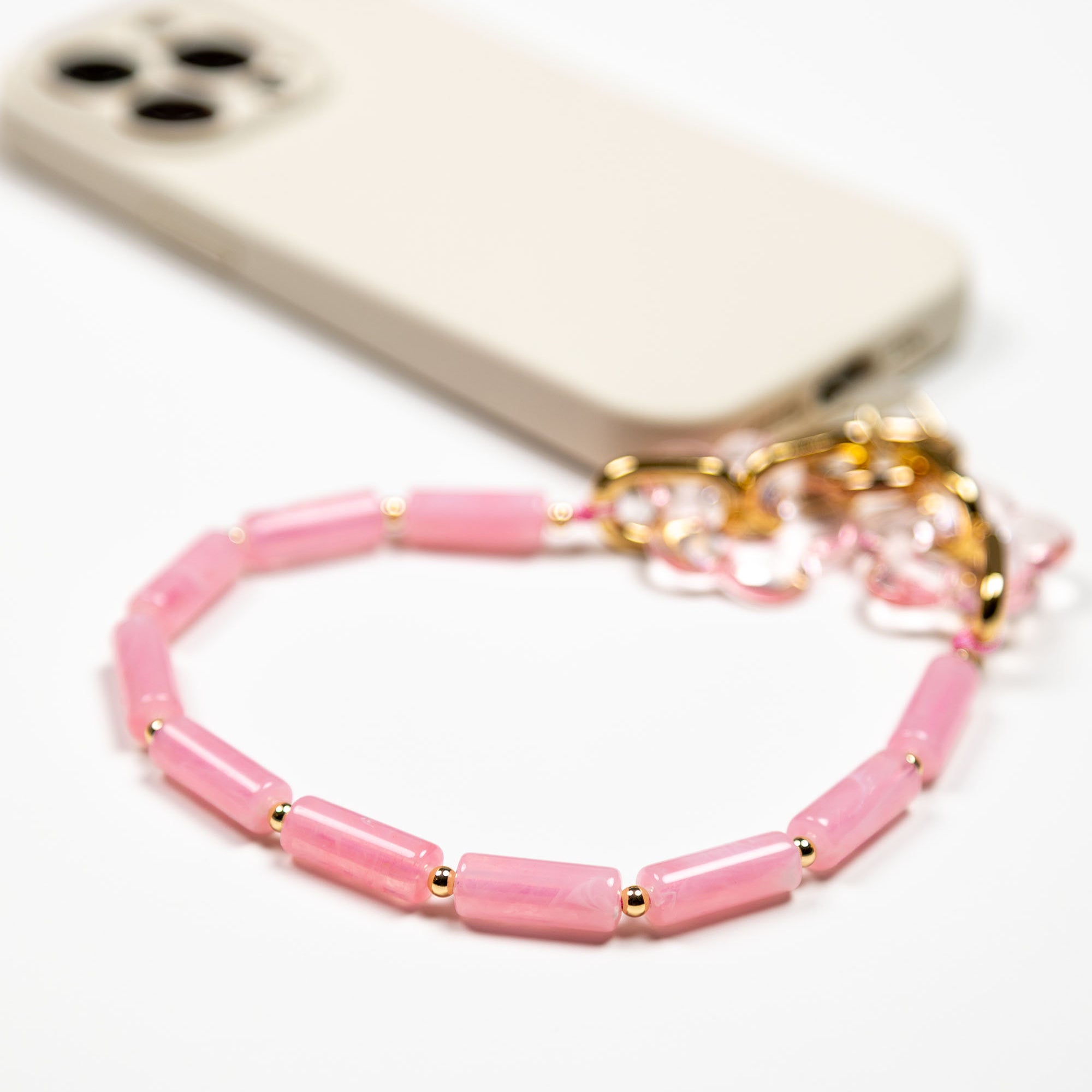 Pink Tube Beads Phone Charm