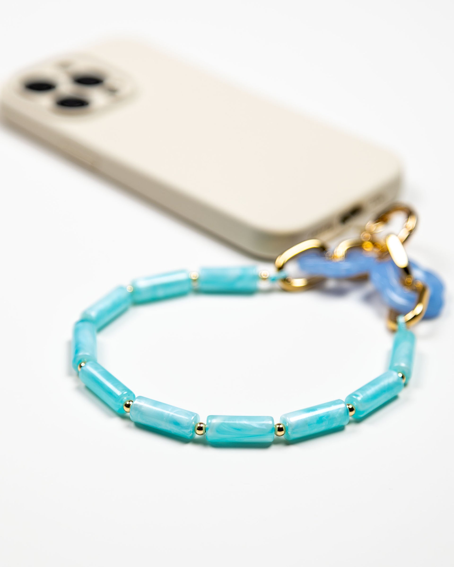 Aqua Tube Beads Phone Charm