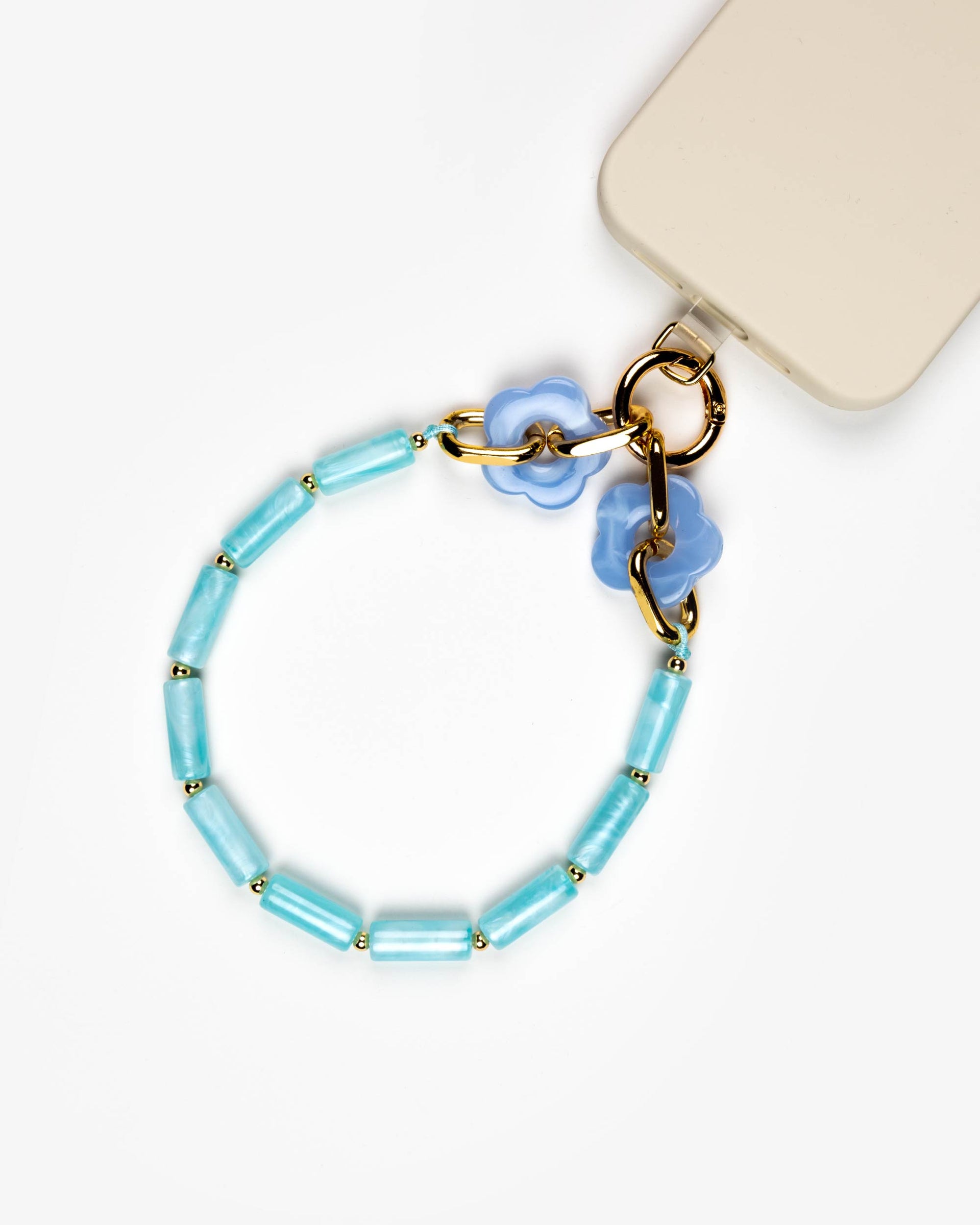 Aqua Tube Beads Phone Charm