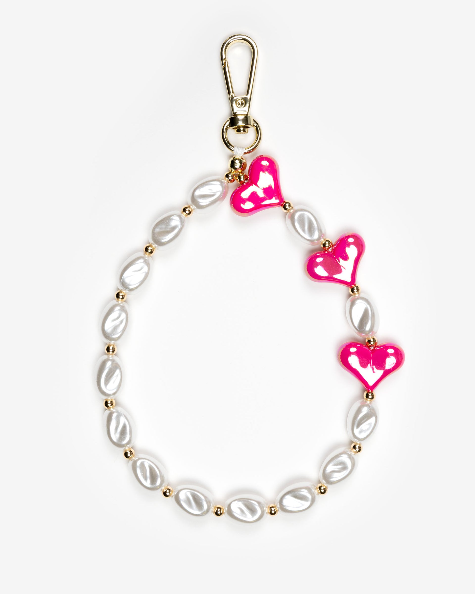 Pink Hearts Pearl Beads Phone Charm