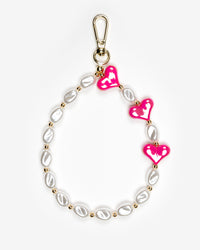 Pink Hearts Pearl Beads Phone Charm