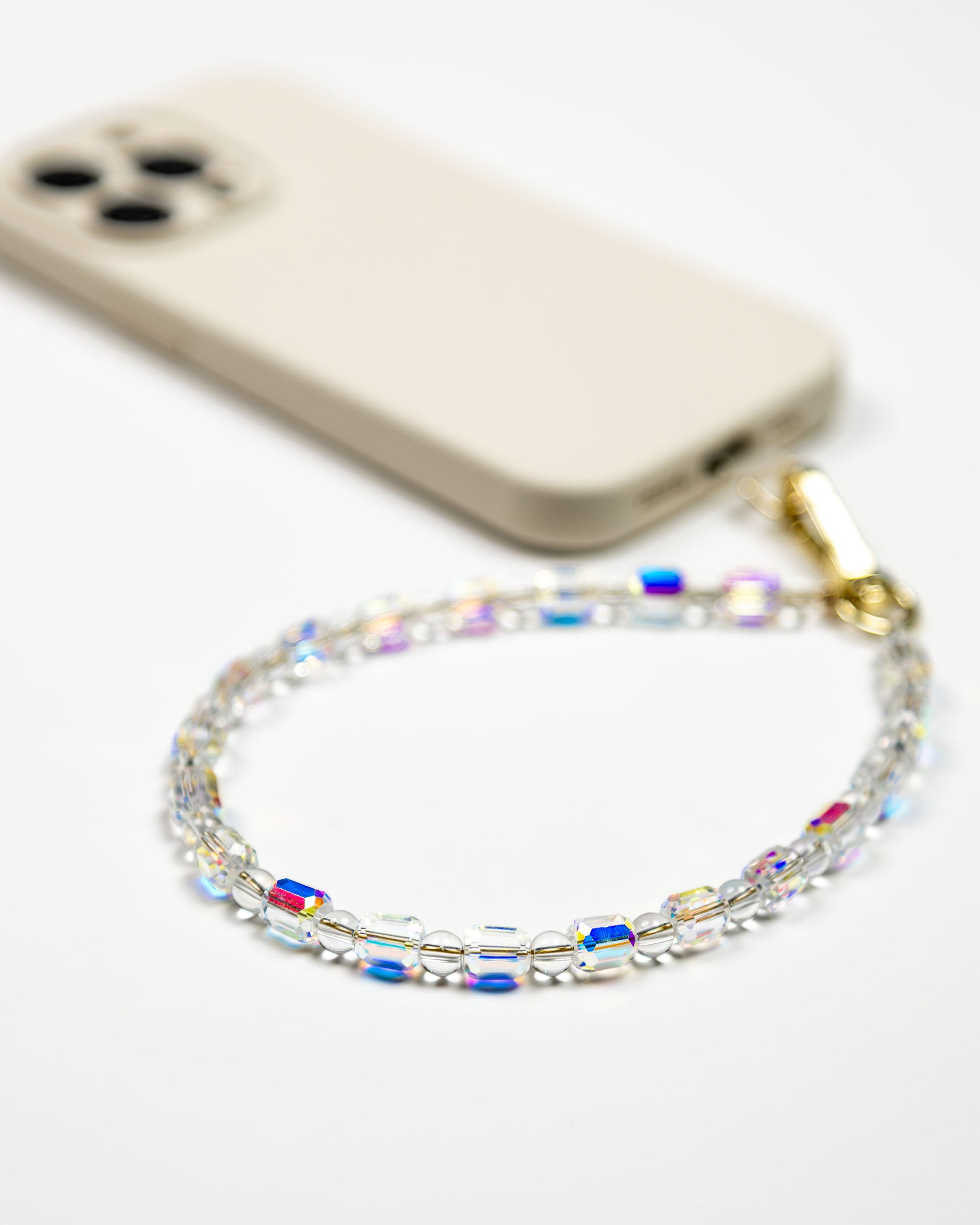 Rainbow Crystal Strand Phone Charm