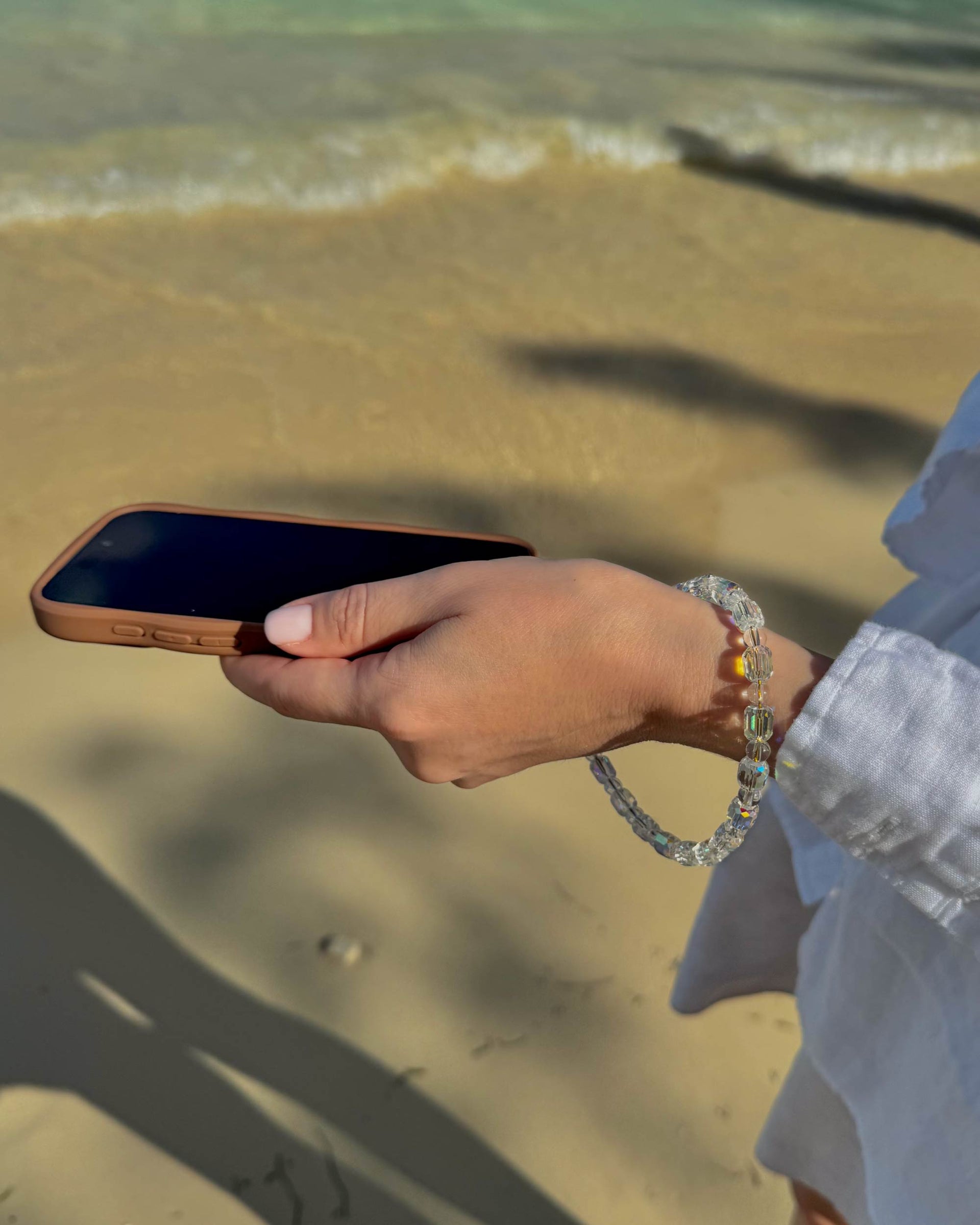 Rainbow Crystal Strand Phone Charm