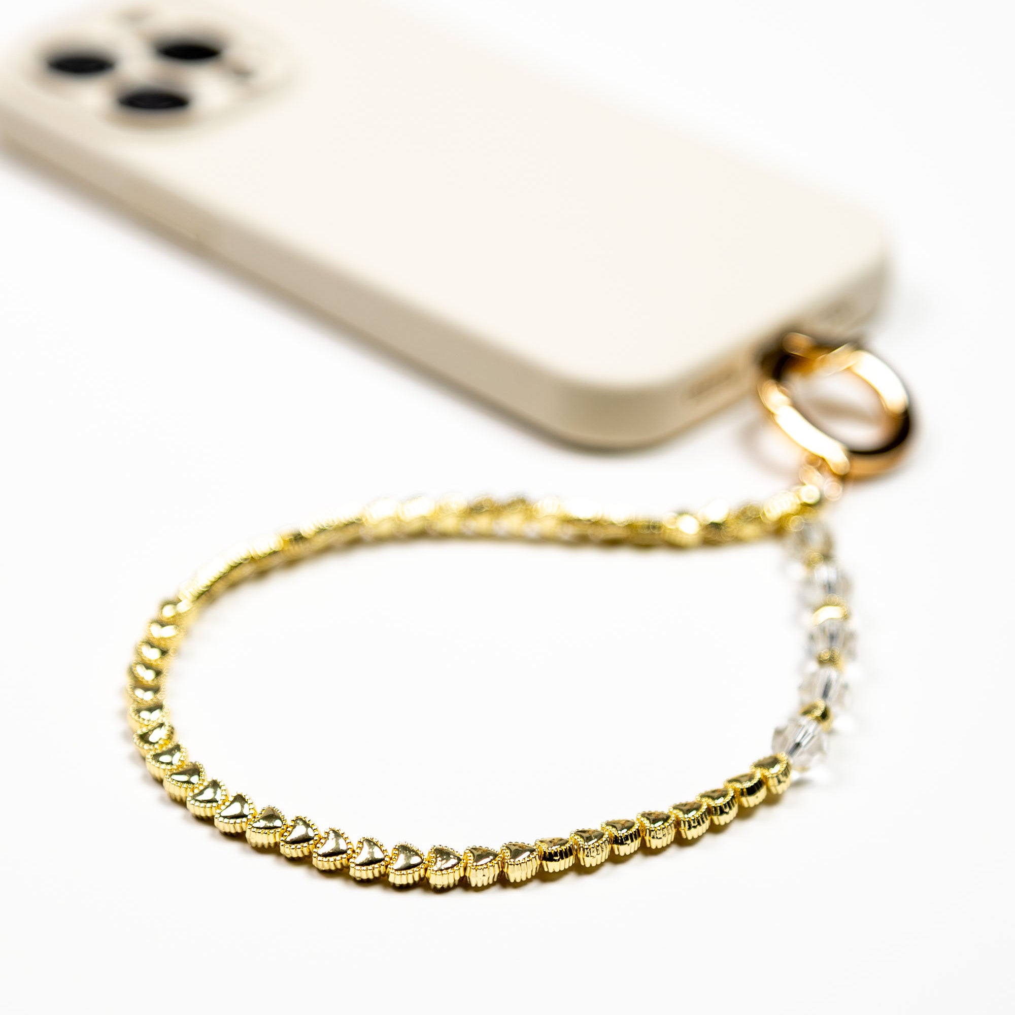 Gold Hearts Sparkle Phone Charm