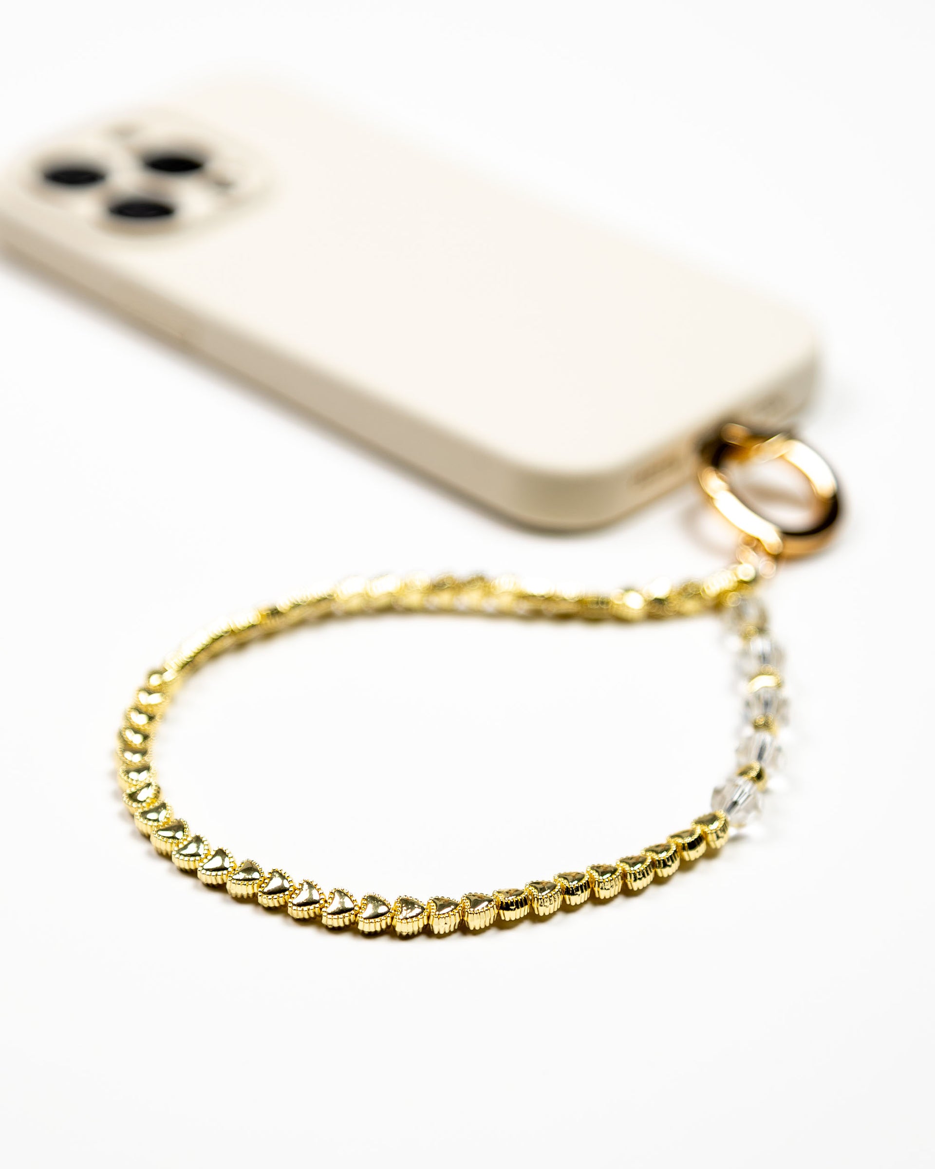 Gold Hearts Sparkle Phone Charm