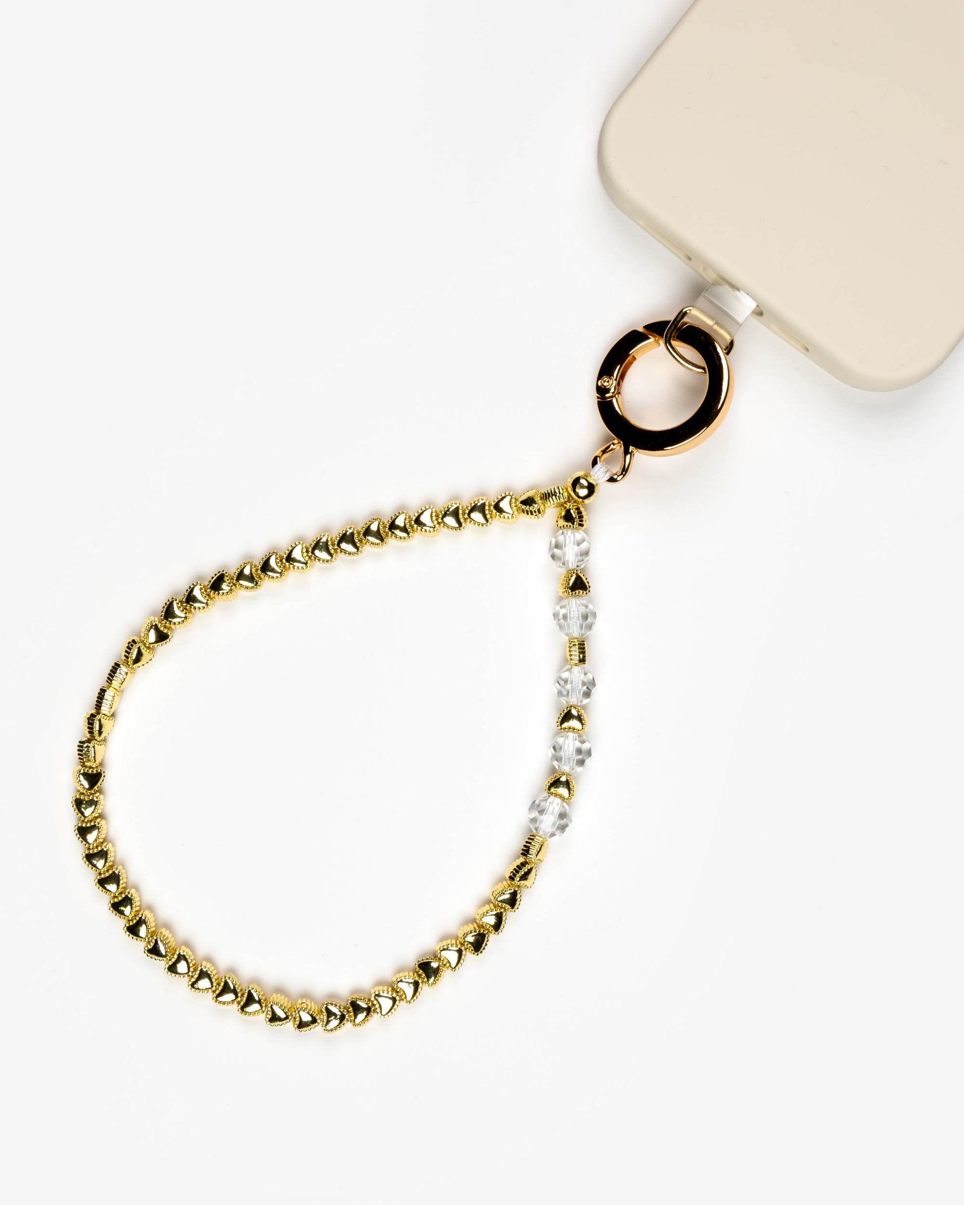 Gold Hearts Sparkle Phone Charm