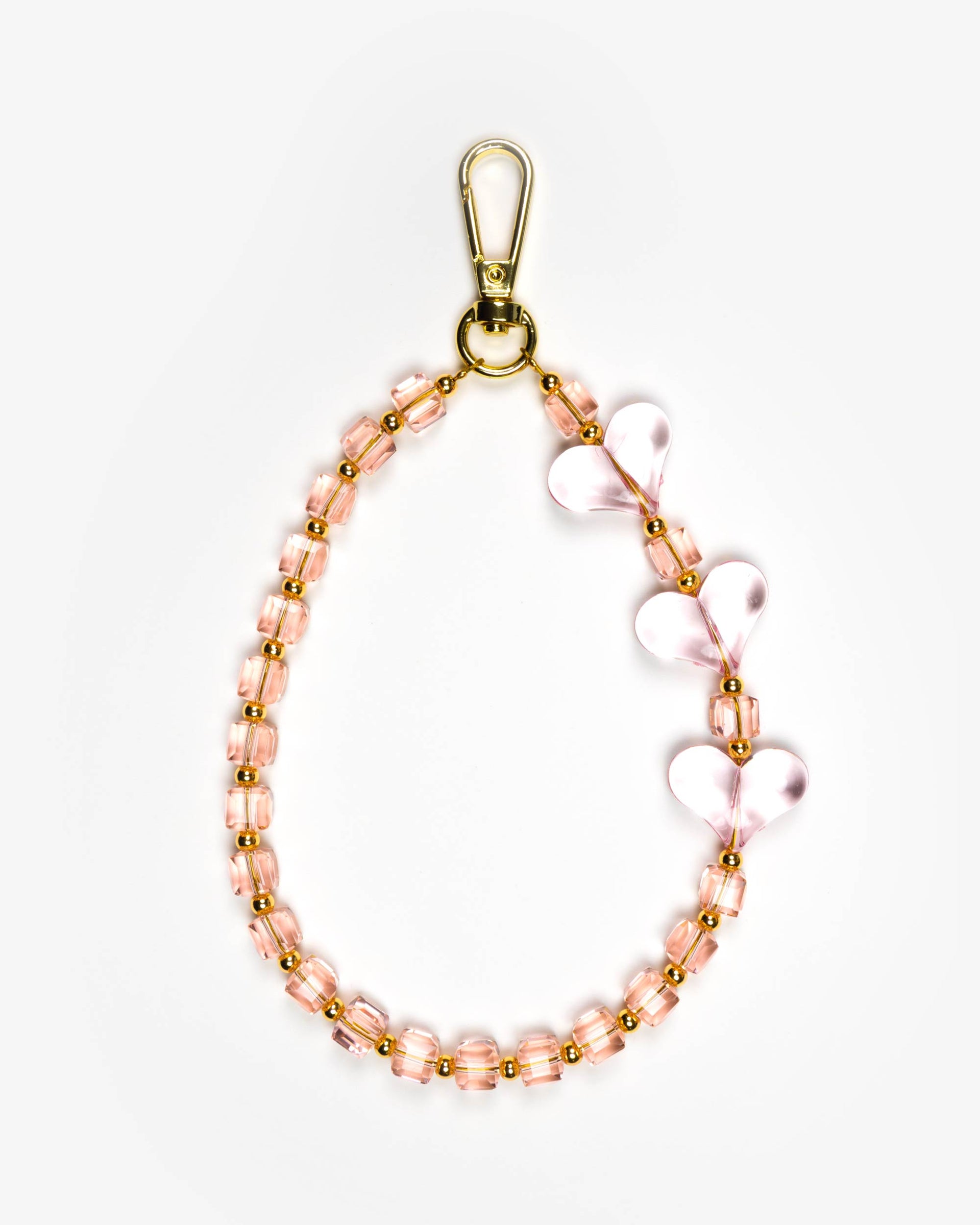 Pink Crystal Hearts Phone Charm