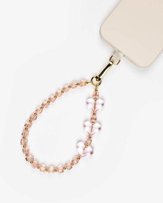 Pink Crystal Hearts Phone Charm