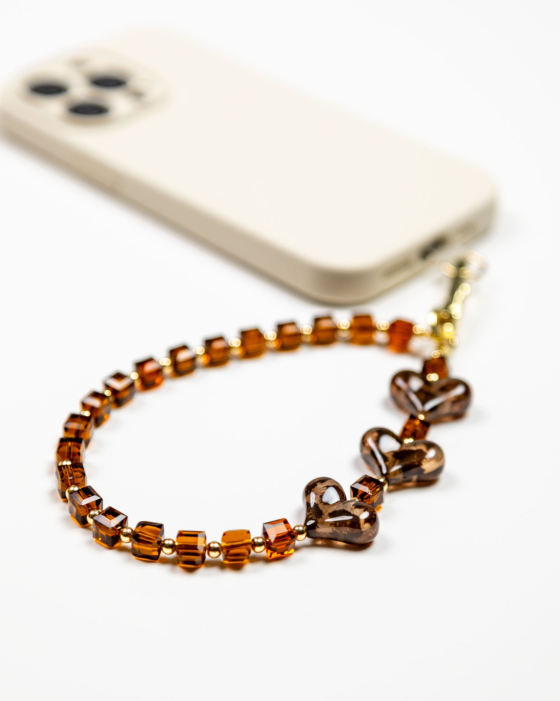 Amber Smoke Hearts Phone Charm
