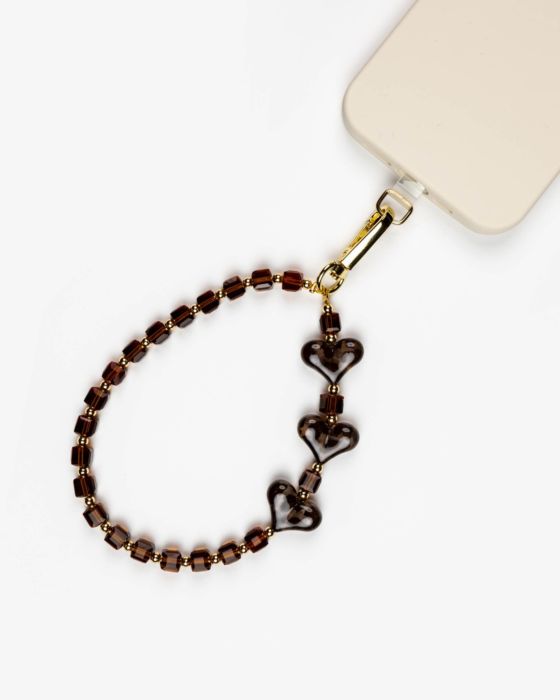Amber Smoke Hearts Phone Charm