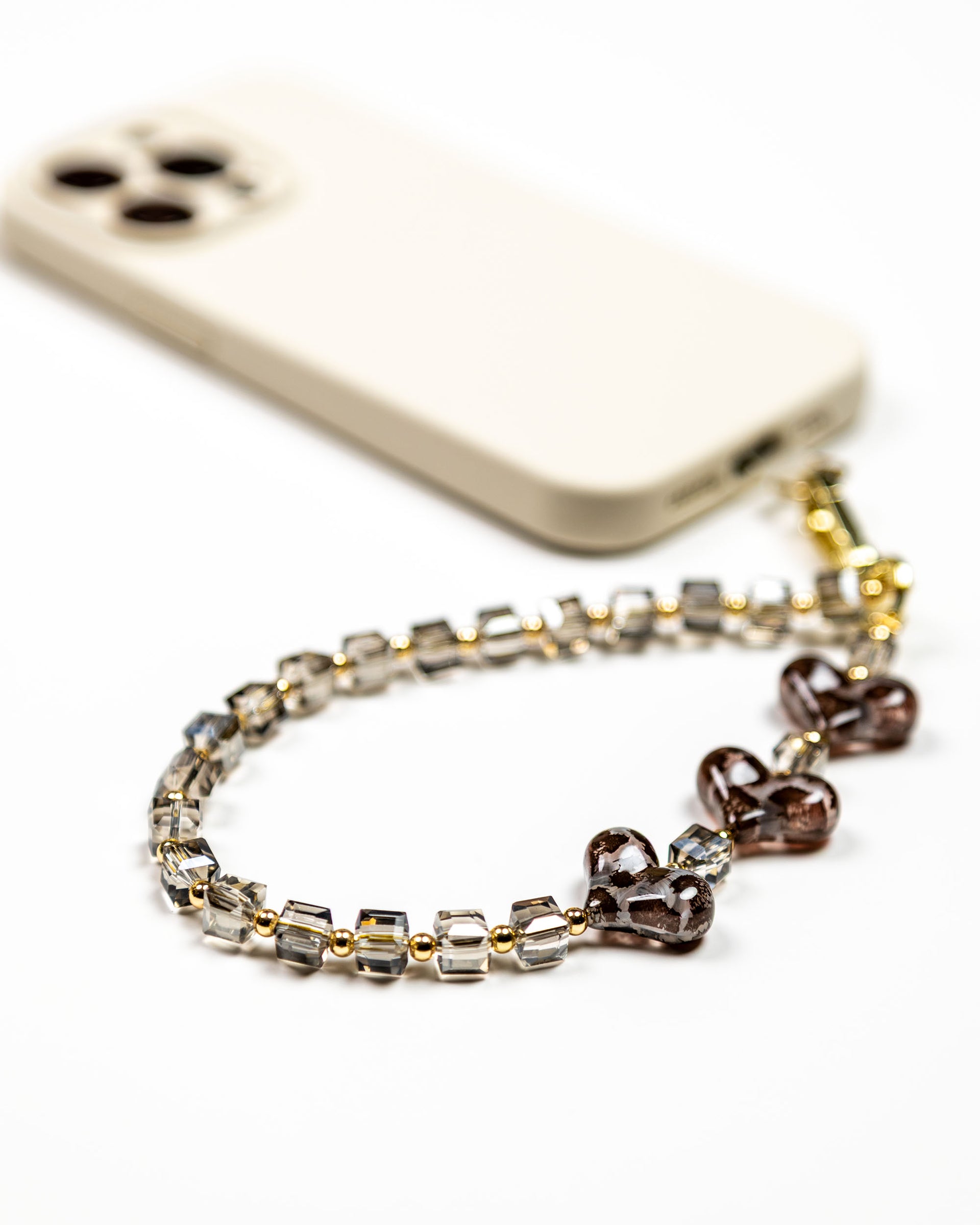 Graphite Shine Hearts Phone Charm